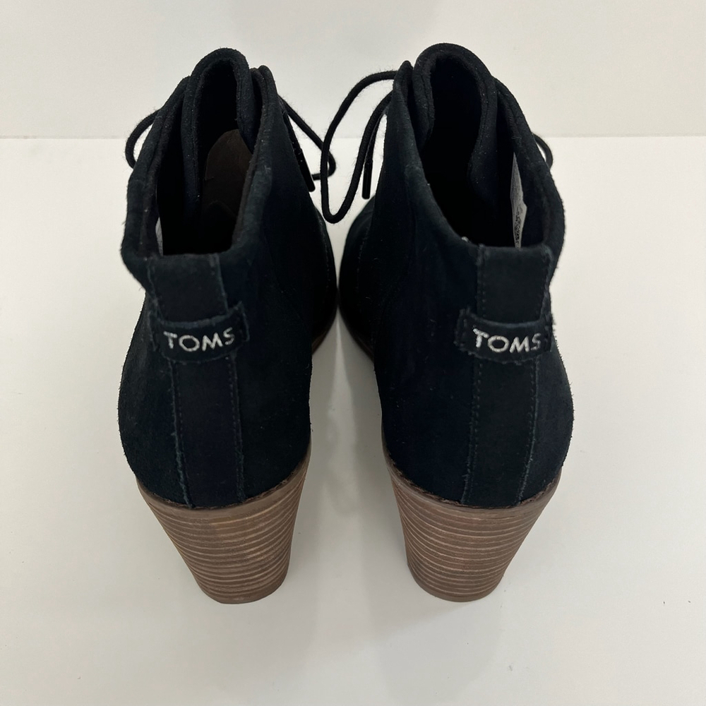 TOMS Hyde Wedge Bootie Black Suede Lace-Up 9.5 - Picture 9 of 14